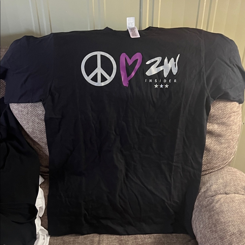 Black Graphic Tee with Peace Love Design